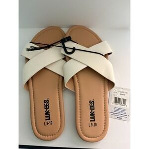 Luk-ees Slip Ons White Womens Sz L (9-10) NWT